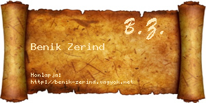 Benik Zerind névjegykártya